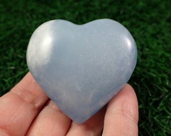 1 Piece Natural Blue Onyx Heart Carving - Bright Blue White Clouding - 53x50x19mm Smooth Double Layer Heart - Blue Onyx Heart #HEART#1047