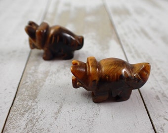 Beautiful Mini Tiger Eye Jasper Dinosaur Crystal Carving - Brown Gold Tiny Animal Carving - Natural Tiger Eye 1.25 Inch Crystal #MINIS#1125