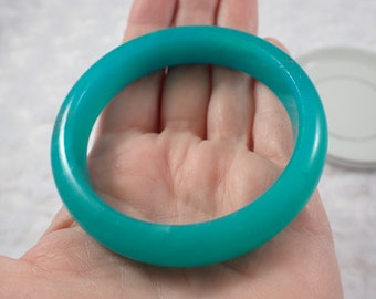 59.2mm Deep Aqua Blue Amazonite Natural Crystal Bangle Bracelet - Smooth Finish Flat Inside - Aqua Blue Teal Crystal Bangle #JEWEL#1191