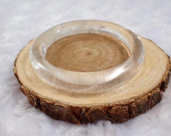 59.2mm Natural Clear Quartz Crystal Bangle Bracelet - Smooth Clear Flat Inside - Polished Pretty Clear Quartz Bangle Crystal #JEWEL#1392