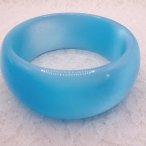 58.3mm Shiny Aqua Blue Cats Eye Crystal Bangle Bracelet - Smooth Finish Flat Inside Bangle Bracelet - Turquoise Cat Eye Crystal #JEWEL#1874