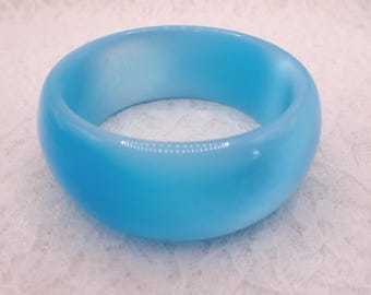 58.3mm Shiny Aqua Blue Cats Eye Crystal Bangle Bracelet - Smooth Finish Flat Inside Bangle Bracelet - Turquoise Cat Eye Crystal #JEWEL#1874