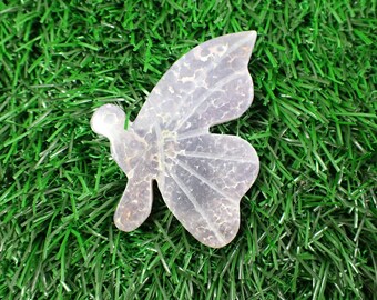 1 Piece Natural Grape Agate Crystal Butterfly Carving - Purple White Grape Agate - Smooth Polished Butterfly - 2.25 Inches Purple ANMLS#1120
