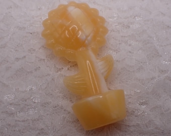 Pretty Orange Calcite Crystal Sunflower Carving - 3 Inch Standing Potted Sunflower - Smooth Polished Sunflower Crystal #FLWRS#1013
