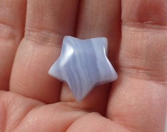 Small Blue Lace Agate Crystal Star - High Quality Mini Carving - Banded Blue Lace Agate Star - .75 Inch Smooth Mini Star Carving #MINIS#1136