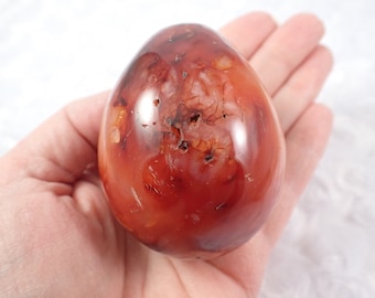Large Natural Carnelian Crystal Egg - Orange White Heavy Egg - Smooth Polished Carnelian Agate Egg - 2.5 Inch Carnelian Crystal #EGGS#1033