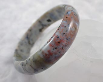 59.4mm Natural Ocean Jasper Crystal Bangle Bracelet - White Green Pink Crystal Bangle - Smooth Polished Ocean Jasper Bracelet #JEWEL#1530