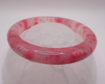 60.7mm Natural Pink Cherry Agate Bangle Bracelet - Pink Cherry Agate Crystal - Smooth No Chip Bangle Bracelet Cherry Agate #JEWEL#1609