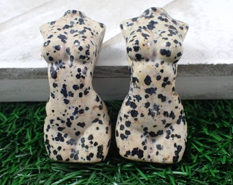 Dalmatian Jasper Female Body Crystal Carving - Fit Womans Body Shiny Polished - Female Body Carving - 2.5 Inch Standing Body #BDIES#1021