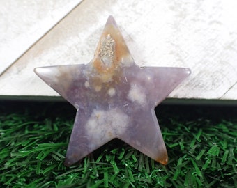 Pretty Purple Chalcedony Crystal Star - Puffy Smooth Star Carving - Crystal Star Purple Chalcedony - 1.75 Inch Purple Brown White STARS#1016