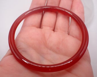 61.9mm Natural Carnelian Agate Thin Bangle Bracelet - Thin Orange Crystal Bangle - Crystal Bangle red-dark orange Carnelian #JEWEL#1731