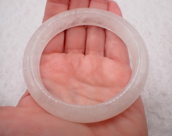 61.1mm Lovely White Clear Quartz Crystal Bangle Bracelet - Natural Clear Quartz Crystal Bangle - No Chips or Cracks #JEWEL#2005
