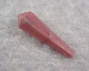 Pretty Pink Opal Crystal Wand - Faceted Large Sharp Point - Pink Gray White Opaque - 4.25 Inch Large Wand - Natural Pink Opal #WANDS#1063
