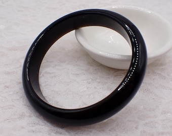 61.8mm Silver Obsidian Crystal Bangle Bracelet - Natural Smooth Polished Crystal Bangle - Black with Silver Flash Bangle #JEWEL#2001