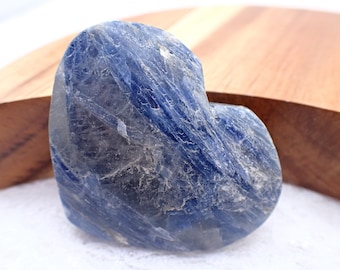 Flashy Blue Kyanite Crystal Heart - Blue Textured Polished Crystal Kyanite Heart - 2 Inch Natural Crystal Heart Healing Energy #HEART#1129