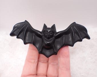 Black Obsidian Crystal Halloween Bat - 4 Inch Black Bat Wings - Holiday Decor for Halloween Decorations - Spooky Black Bats Cats #CRVNG#2272
