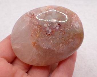 Beautiful Natural Pink Amethyst Crystal Palm Stone - Smooth Oval Palm with Druzies - Pink Amethyst - 2.25 Inch Crystal Palmstone #PALMS#1229