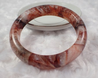 60.5mm Amazing Natural Fire Quartz Crystal Bangle Bracelet - Smooth Polished Flat Inside - Flashy Fire Quartz Crystal Red Clear #JEWEL#1207