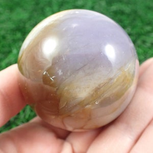 1 Piece Natural Purple Chalcedony Sphere - 2 Inch Round Textured Ball - Purple Brown Orange - Round Crystal Ball Sphere Purple #SPHER#1099