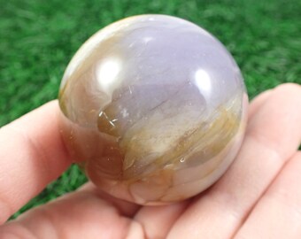 1 Piece Natural Purple Chalcedony Sphere - 2 Inch Round Textured Ball - Purple Brown Orange - Round Crystal Ball Sphere Purple #SPHER#1099