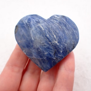 Flashy Blue Kyanite Crystal Heart - Blue Textured Polished Crystal Kyanite Heart - 2.25 Inch Natural Crystal Heart Healing Energy HEART#1107