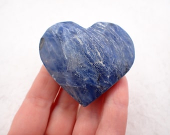 Flashy Blue Kyanite Crystal Heart - Blue Textured Polished Crystal Kyanite Heart - 2.25 Inch Natural Crystal Heart Healing Energy HEART#1107