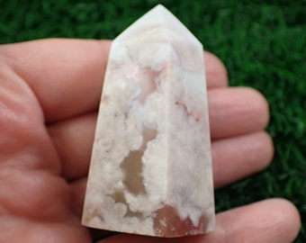 1 Piece Natural Crystal Flower Agate Tower - Short Opaque Smooth Polished - Faceted Crystal Tower - 2.25 Inches Crystal Tower #TOWER#1208