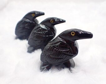 Spirit Animal Black Onyx Crystal Raven - Bird Gift for Men Small Figurine - Metaphysical Healing Crystal for Transformation #SPRIT#1000