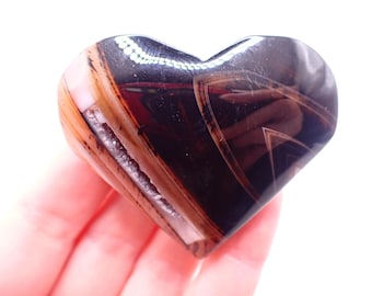 Natural Sardonyx Heart Shaped Crystal - 2 Inch Chunky Heart - Black White Brown Crystal - Sardonyx Crystal Healing Heart #HEART#1138