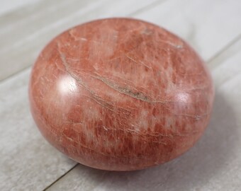 1 Piece Natural Peach Moonstone Crystal Palm Stone - Large Heavy Polished Gallet - Smooth Large Natural Moonstone Crystal Palm #PALMS#1110