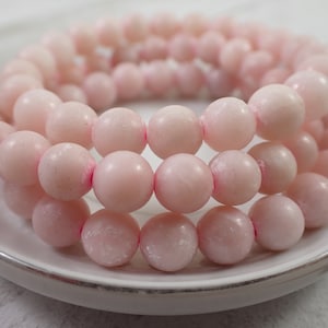 One Pink Opal Crystal Bracelet - 9mm Round Beads - Pink Opaque Crystal Beads - Pink Opal Crystal Beaded Bracelet - #BRCLT#1023B