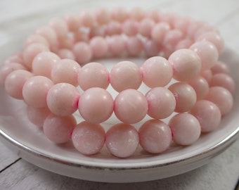 One Pink Opal Crystal Bracelet - 9mm Round Beads - Pink Opaque Crystal Beads - Pink Opal Crystal Beaded Bracelet - #BRCLT#1023B