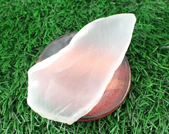 Clear Natural Optical Selenite Crystal - Thick Smooth Raw Edge - Clear Selenite Chunk - Standing Triangle TV Stone - 3.75 Inch #SLABS#1045