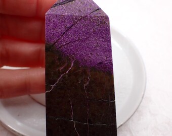 Natural Atlantisite Crystal Tower - Rectangle Smooth Polished - 2.5 Inch Black Purple Crystal Tower - Atlantisite #TOWER#1303