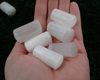 Bright White Selenite Crystal Cylinder - Thick Smooth Opaque - .75-1.25 Inch Selenite Cylinder - Charging Pocket Crystal Small #CYLDR#1014