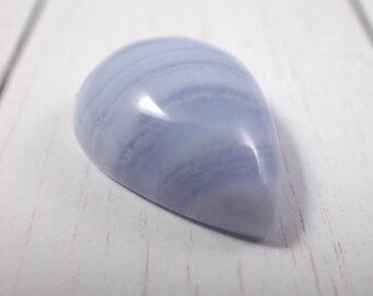 1 Piece Natural Blue Lace Agate Crystal Teardrop Cabochon - High Quality Cab - Banded Blue Lace Agate - Smooth Teardrop Cabochon #CRVNG#1018
