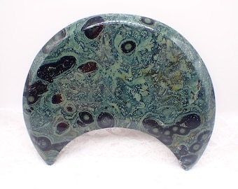 Natural Kambaba Jasper Moon-Shaped Crystal - Green Black Moon - Smooth Polished Heavy 5.75 Inch Crystal - Kambaba Jasper #MOONS#1044