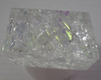 1 Piece Aura Crackle Quartz Crystal Freeform - Smooth Polished Clear Rainbow Flash - Clear Quartz Aura Finish Crystal Freeform #FRFRM#1013