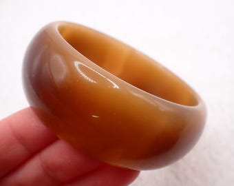 61.1mm Copper Brown Cats Eye Crystal Bangle Bracelet - Smooth Finish Flat Inside - Bangle Bracelet Cats Eye #JEWEL#1904