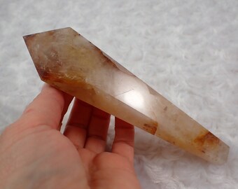Golden Healer Faceted Crystal Wand - Natural Golden Healer Crystal - 6.5 Inch Long Pointy Faceted Wand - Golden Healer Crystals #WANDS#1060