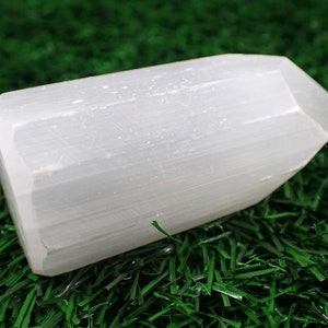 1 Piece Natural Crystal Selenite Tower - Opaque Smooth Polished - Faceted Top Short Crystal Tower - White Selenite Crystal Tower #TOWER#1153