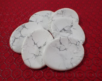 Beautiful Natural Howlite Crystal Worry Stone - Smooth Polished Oval - 1.75 Inch White Gray Howlite - Worry Stone Crystal #WORRY#1010