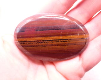 Lovely Natural Tiger Iron Crystal Palmstone - Caramel Brown Silver Shiny Gallet - 2.5 Inch Smooth Polished Tiger Iron #PALMS#1264
