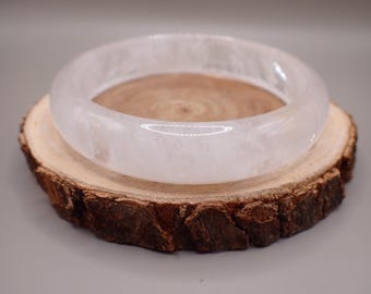 67.3mm Lovely Bright White Garden Quartz Crystal Bangle Bracelet - Thick Natural White Crystal Bangle - Smooth Bangle Bracelet #JEWEL#1684