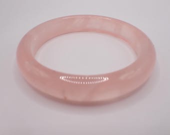 58.6mm Light Pink Rose Quartz Crystal Bangle Bracelet - Flat inside Bangle - Light Pink Rose Quartz - Crystal Bangle Bracelet #JEWEL#1848