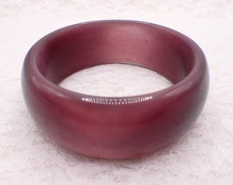 60.1mm Chunky Cuff Purple Cats Eye Crystal Bangle Bracelet - Shiny Smooth Finish Flat Inside - Bangle Bracelet Cat Eye Purple #JEWEL#1973