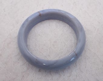 57.8mm Natural Blue Lace Agate Crystal Bangle Bracelet - Thick Smooth Flat Inside - Smooth Polished Bangle Crystal Bracelet Blue #JEWEL#1862