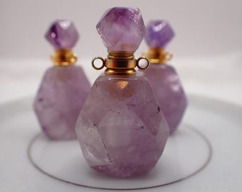 Small Purple Amethyst Perfume Bottle Crystal - Natural Purple Amethyst Crystal - Screw on Top 1.5 Inch Perfume Bottle Pendant #ACSRY#1033