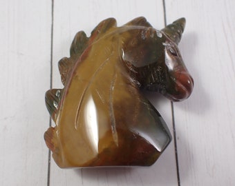 1 Piece Natural Tiger Eye Unicorn Carving - Brown Gold Red Unicorn Crystal Carving - Natural Gold Tiger Eye Crystal Carving #ANMLS#1044