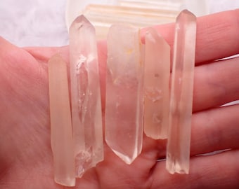 Clear Quartz Mini Stick Points Natural Quartz Pink Orange Tint Healing Metaphysical Crystals for Home Decor Raw Mini Points #RAWSM#1109